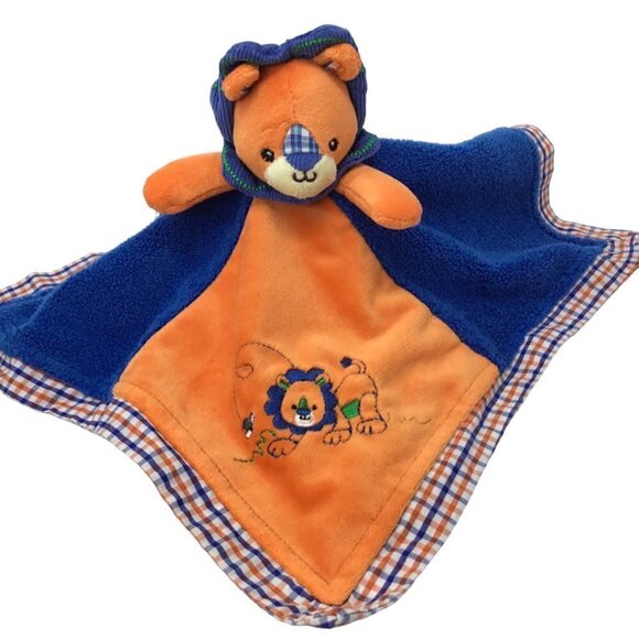 Lion Mary Meyer Baby Lovey Security Blanket Teether Crinkle Rings Orange Blue - Picture 3 of 7